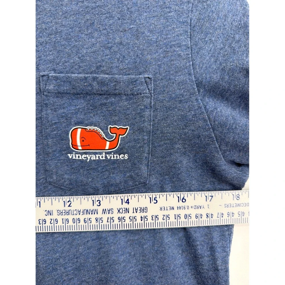 Vineyard‎ Vines Boys Blue Football Whale Long Sleeve Pocket T-Shirt Size L 16